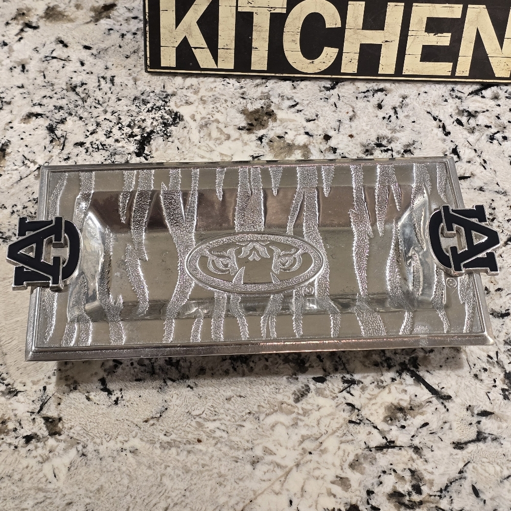Arthur Court Aluminum Auburn University Candy Tray, Desk Trinket